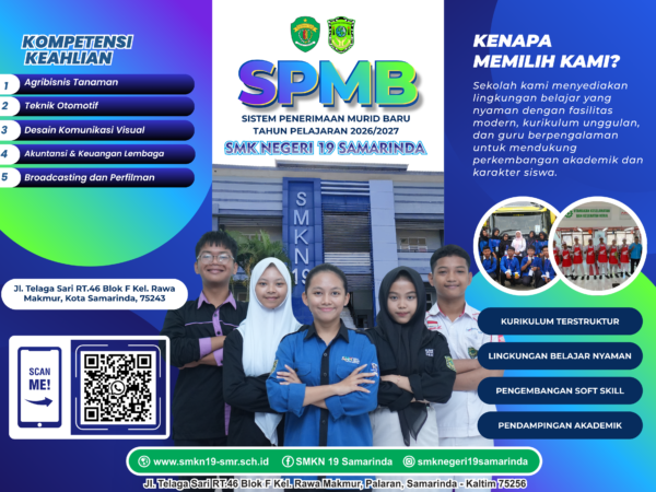 PENGUMUMAN SPMB SMK NEGERI 19 SAMARINDA TAHUN PELAJARAN 2026/2027